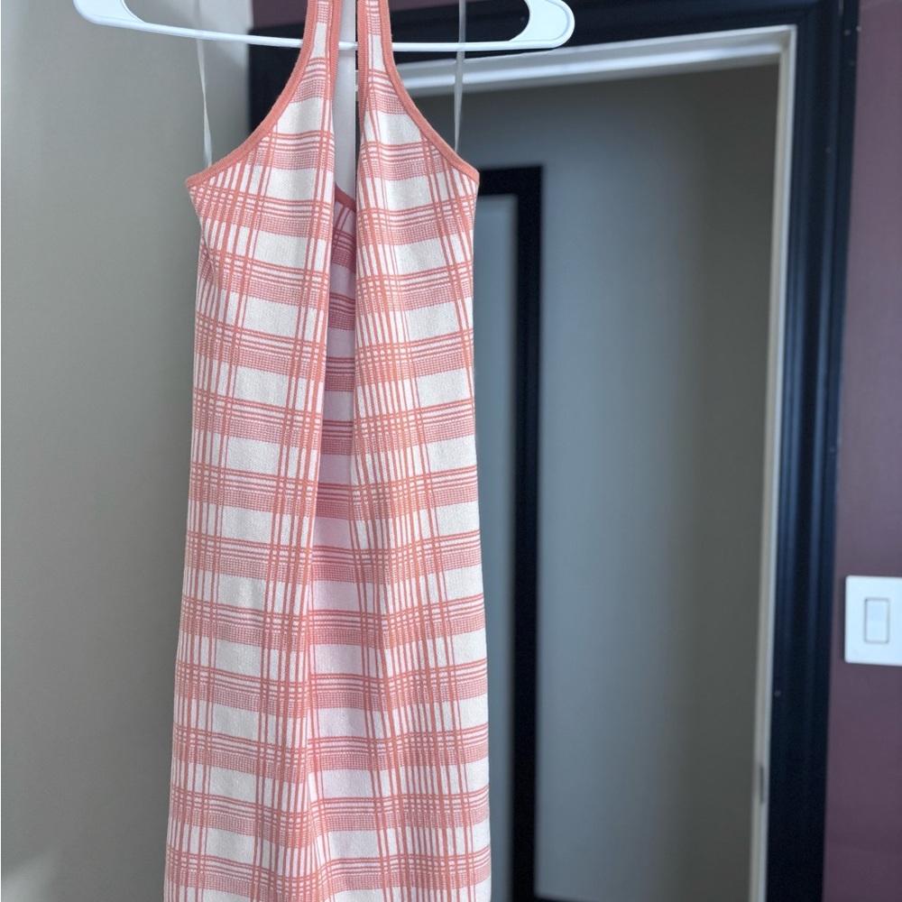 Orange Plaid Sleeveless Dress